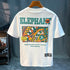 Premium Elephant Graphics Printed Tee with colorful elephant design and O-Neck collar.